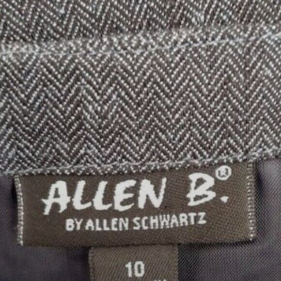 ALLEN B. / Linen & Cotton Blend Herringbone Pattern Dress Navy Blue Sz 10 - Picture 8 of 9